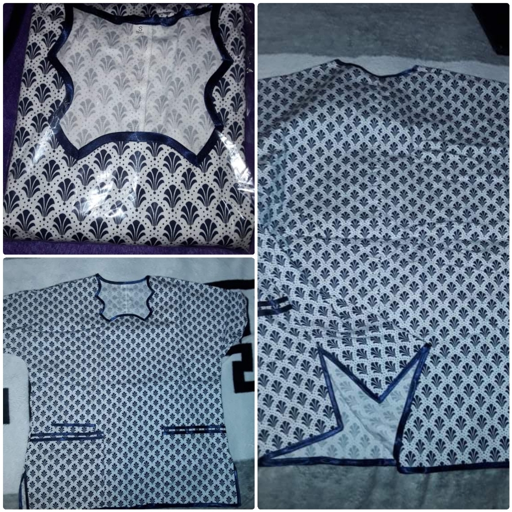 Navy Blue & White Scrub Top #1 Small